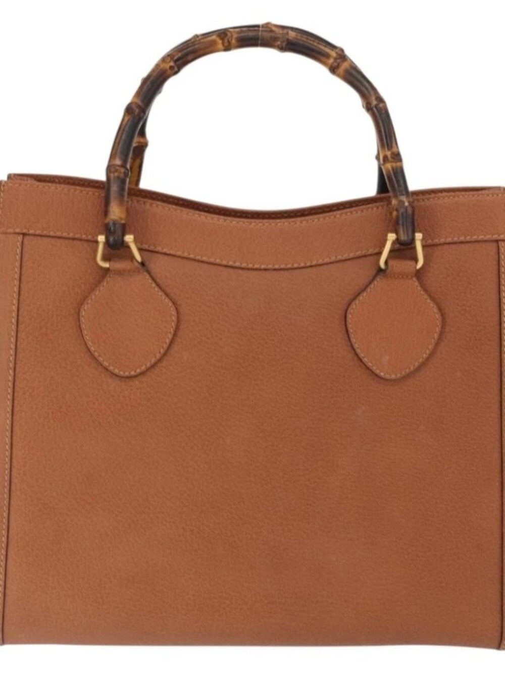 GUCCI Bamboo Tote Bag Leather Brown Gold Auth - Picture 3 of 16